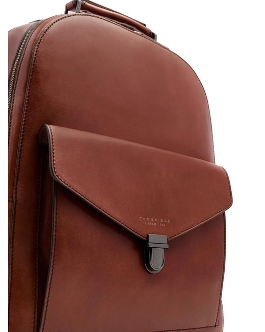 The Bridge Brown 1980 Leather Double-Zip Backpack for men
