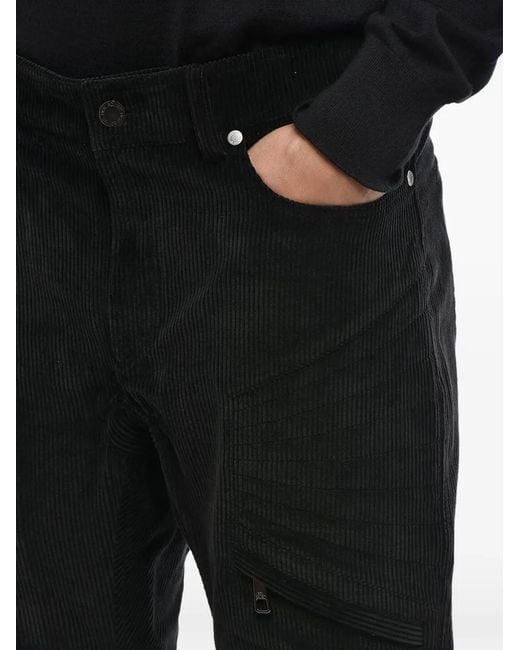 Neil Barrett Black Ribbed-Velour Biker Trousers for men