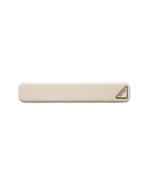 Prada White Triangle-Logo Hair Clip