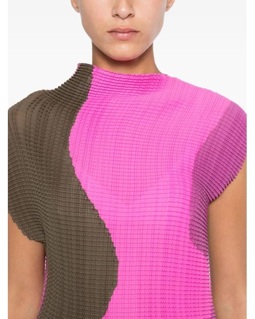 Issey Miyake Pink Pleated Panel Top