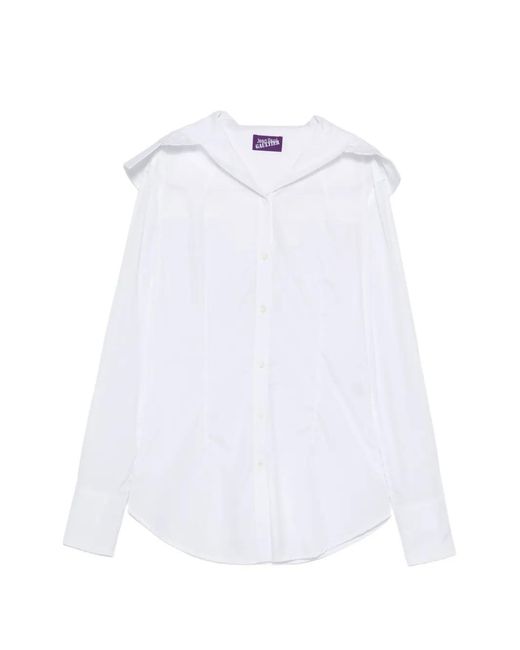 Jean Paul Gaultier White Hooded Button-Up Shirt