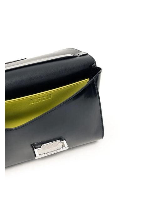 MSGM Black Brushed Faux Leather Crossbody Bag