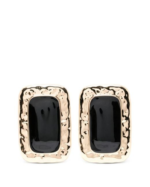Self-Portrait Black Rectangular-Shape Earrings