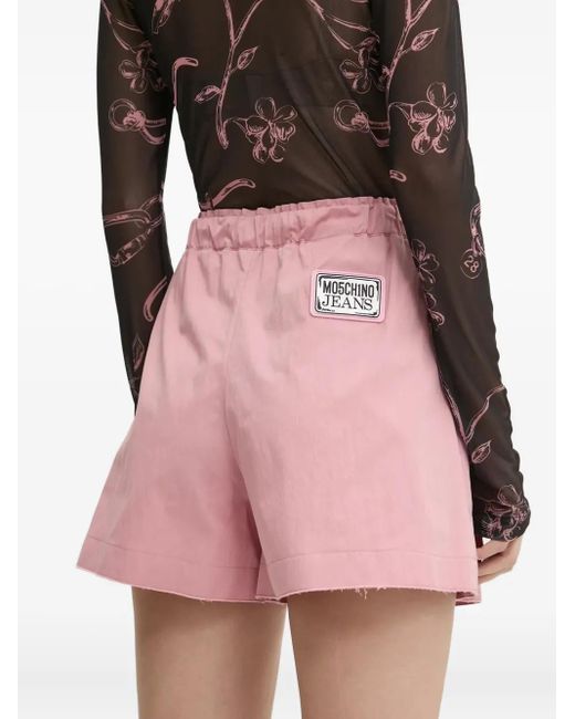 Moschino Pink Logo-Appliqué Drawstring Shorts