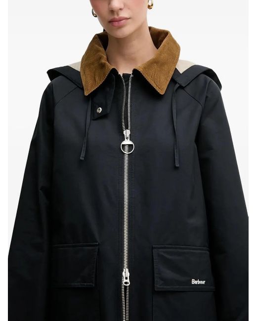 Barbour Blue Maia Hooded Corduroy-Collar Coat