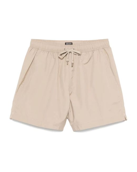 Zegna Natural Drawstring Swim Shorts for men