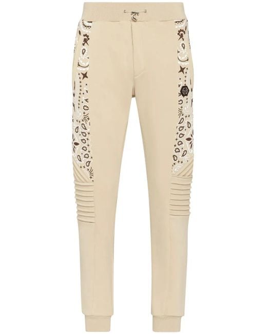 Philipp Plein Natural Bandana-Print Track Pants for men