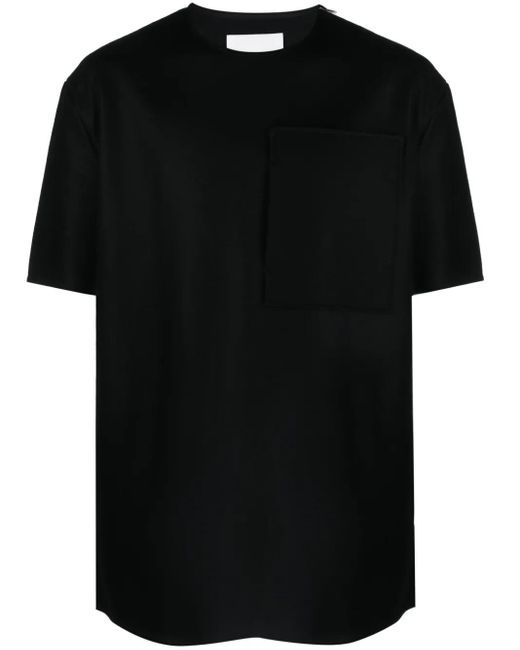 Jil Sander Black Zip-Detail Wool T-Shirt for men