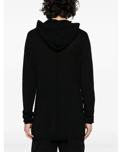 Rick Owens Black Fine-Knit Virgin Wool Hoodie for men