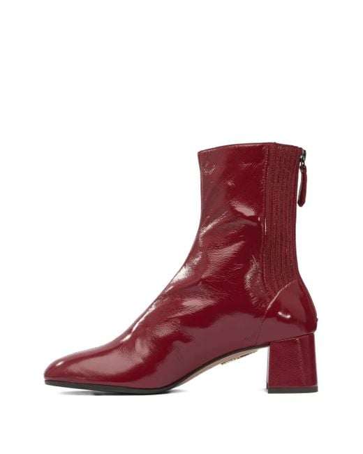 Aquazzura ブロックヒール レザーブーツ Red