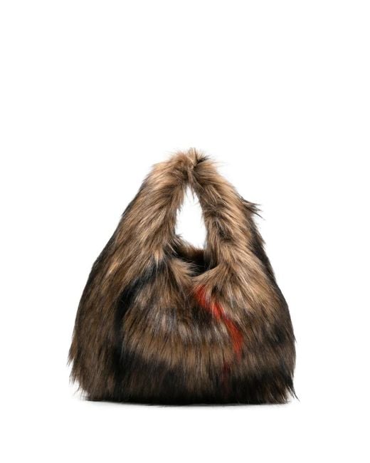 La Milanesa Brown Small Nilde Faux-Fur Tote Bag