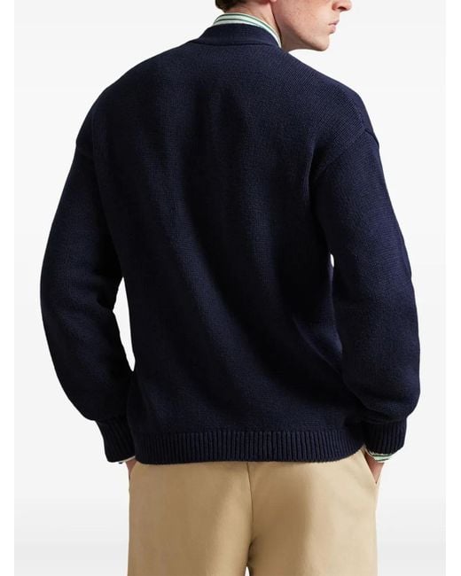 Polo Ralph Lauren Blue Logo-Embroidered Cotton Cardigan for men