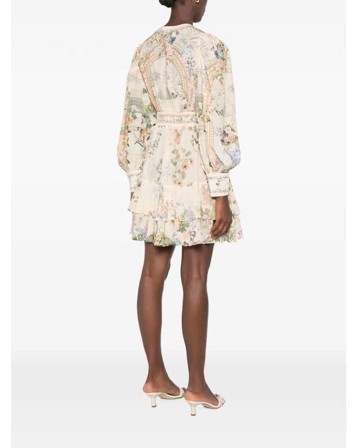 Camilla White Floral-Print Tiered Mini Dress