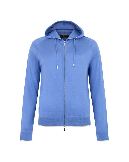 Moorer Blue Nivola Zip-Up Drawstring Cardigan