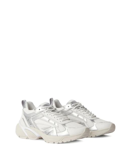 MSGM White Logo-Embossed Panelled Sneakers