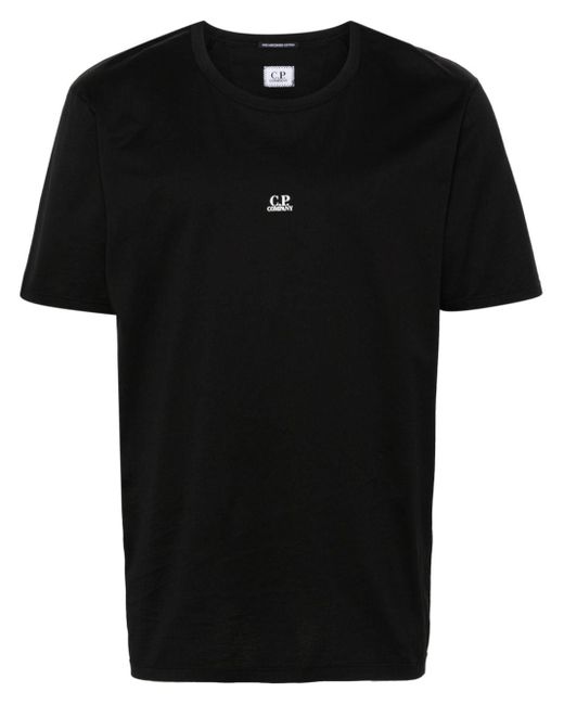 C P Company Black 70/2 Mercerized Jersey Logo T-Shirt for men