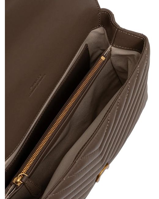 Pinko Brown Sac À Bandoulière À Boucle Logo Médium