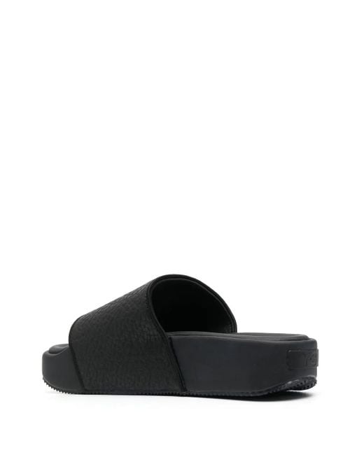 Y-3 Black Pebbled Open-Toe Slides for men