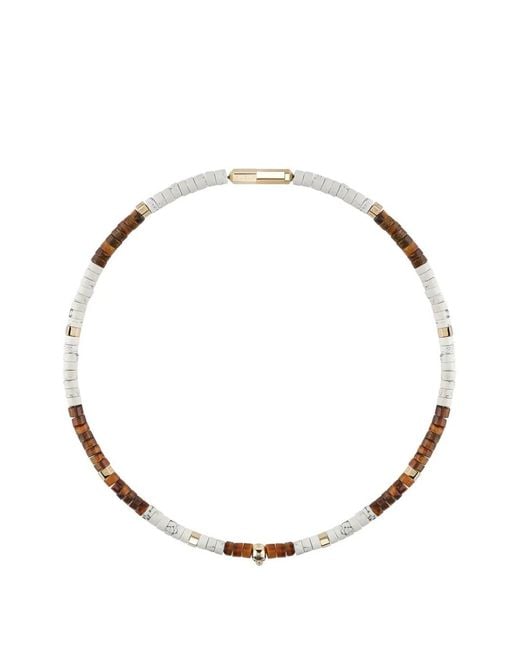 Philipp Plein Metallic Skull Beaded Necklace for men