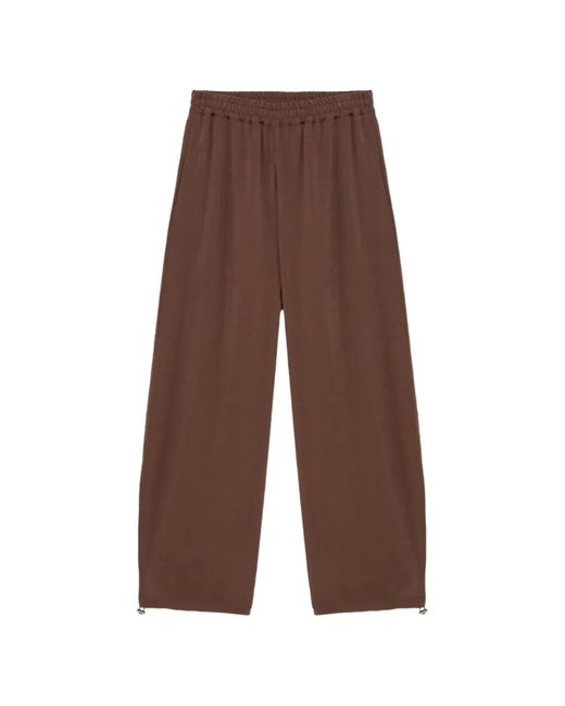 Alpha Studio Broek Met Elastische Tailleband in het Brown