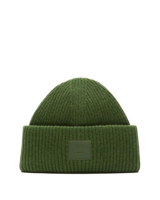 Acne Green Ribbed Patch Hat