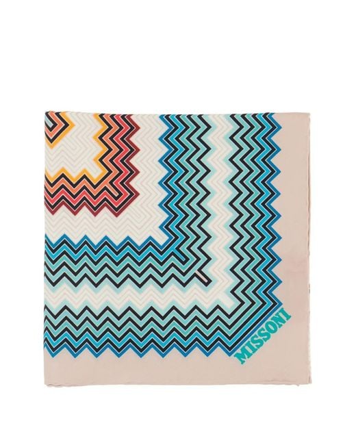 Missoni Blue Zigzag-Print Silk Scarf