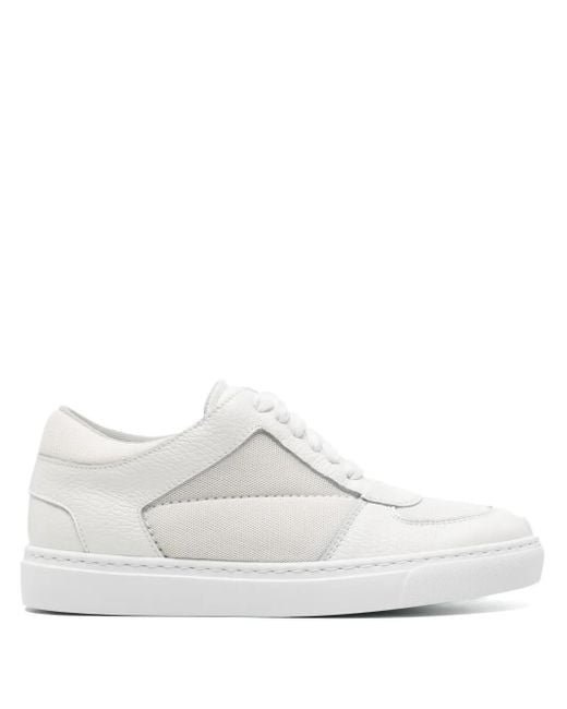 Fabiana Filippi White Mesh-Panels Tonal Leather Sneakers