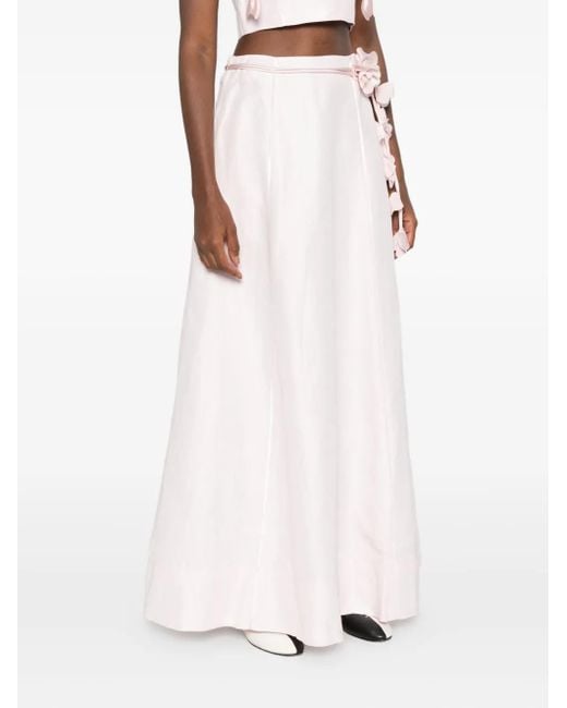 Aje. White Floral-Embellished Midi Skirt