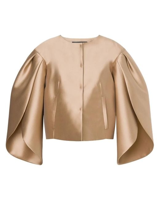 Alberta Ferretti Natural Petal-Sleeve Mikado Jacket