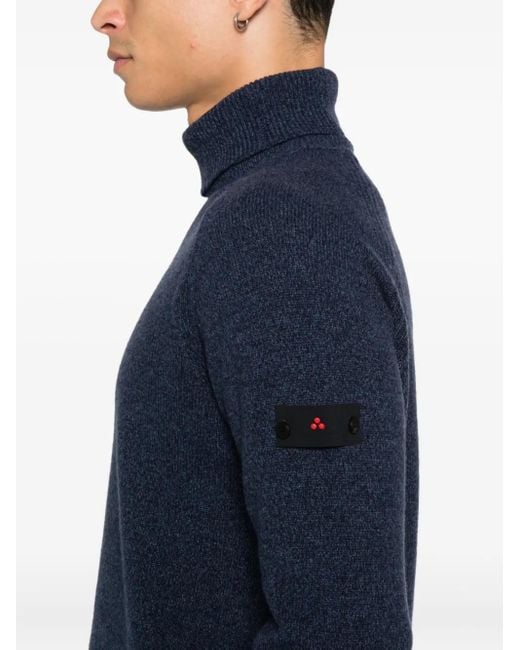 Peuterey Blue Turtleneck Patch Sweater for men