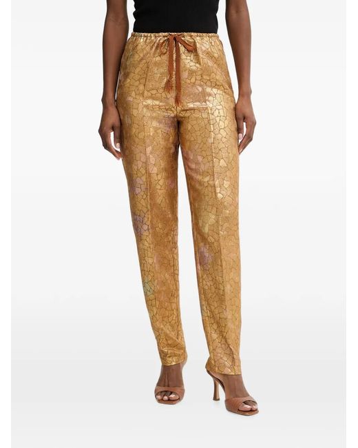 Forte_forte Natural Les Folies Jacquard-Patterned Drawstring-Waist Trousers