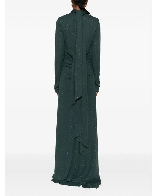 ROTATE BIRGER CHRISTENSEN Green Scarf-Neck Maxi Dress