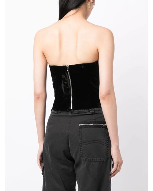 ROKH Black Cut-Out Velvet-Effect Bustier