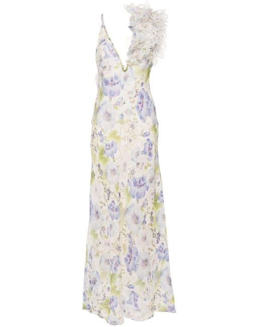 Zimmermann White Shoulder Appliqué Floral Maxi Dress
