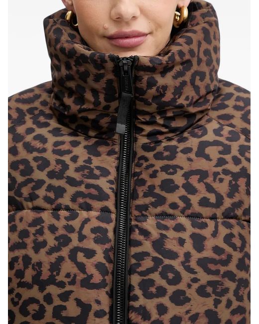 Guess Brown Animal-Print Zip-Up Jacket