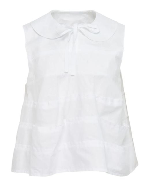 Comme des Garçons White Peter Pan-Collar Layered Blouse