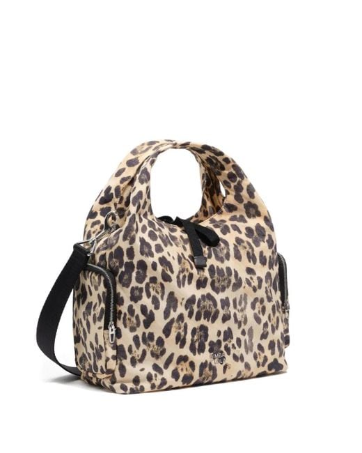 Bimba Y Lola Brown Leopard-Print Tote Bag