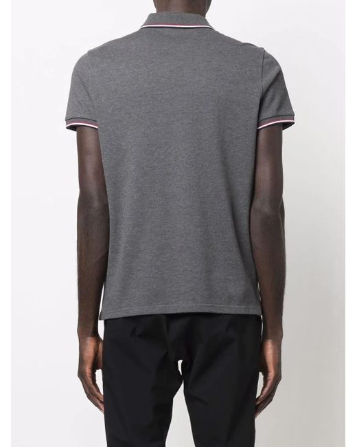 Moncler Pikee-Poloshirt Mit Logo-Patch in Gray für Herren