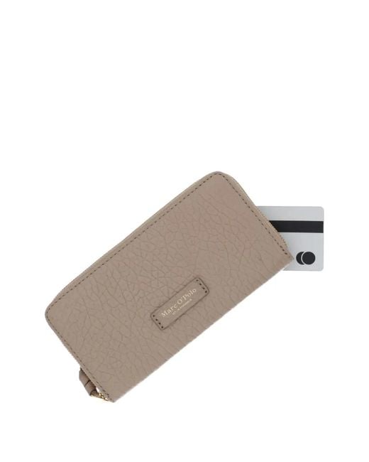 Marc O' Polo Gray Logo-Patch Pebbled-Effect Wallet