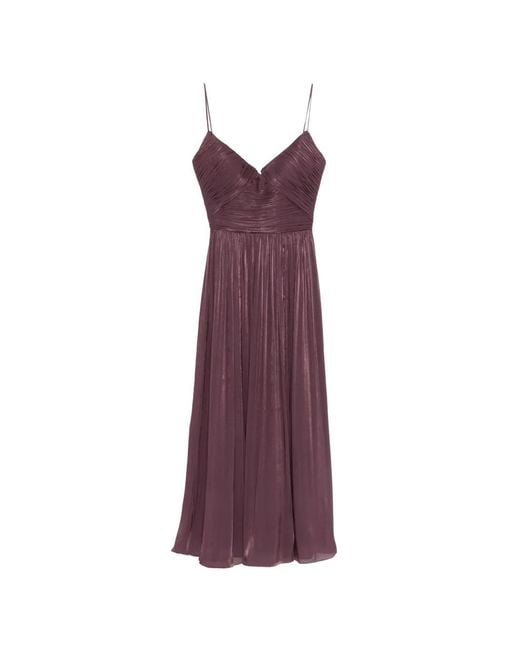 Costarellos Purple Fayla Pleated V-Neck Maxi Dress