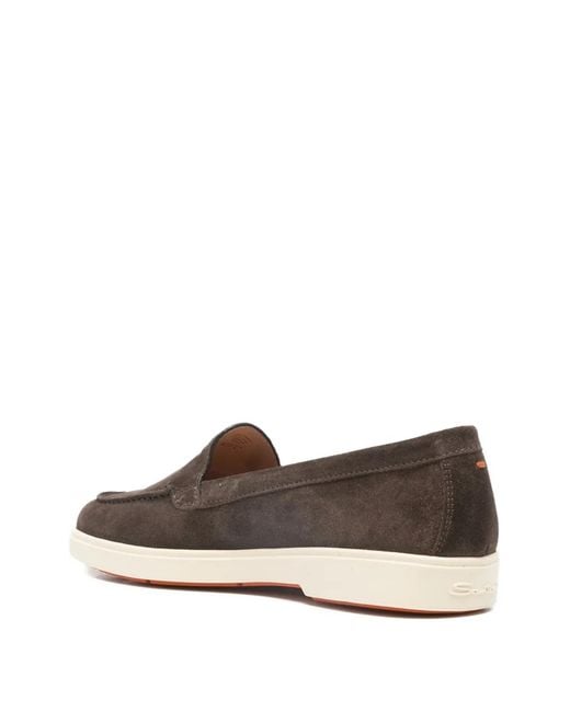 Santoni Brown Mocassins Yalta À Bout Rond