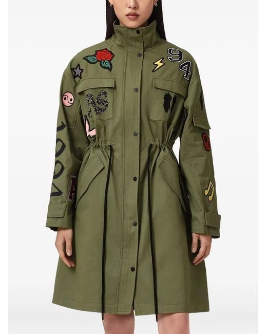 AllSaints Green Ariaa Patch-Embellished Drawstring Jacket