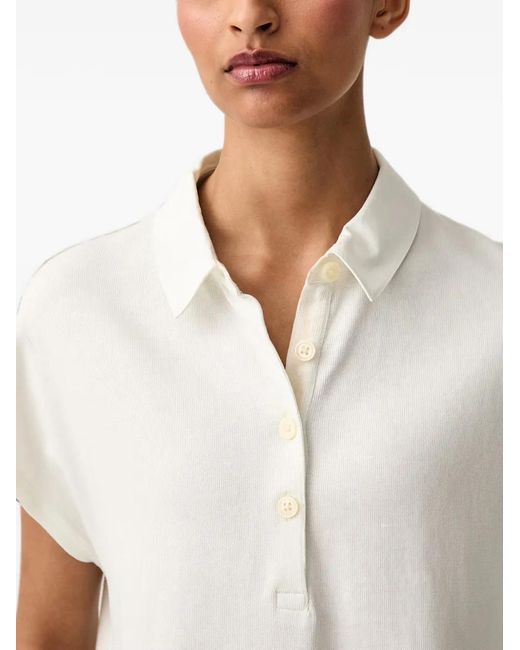 Marc O' Polo White Button-Fastening Short-Sleeve Polo Shirt