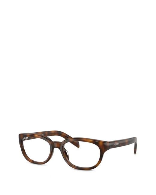 Prada Brown Tortoiseshell-Effect Rectangle-Frame Glasses