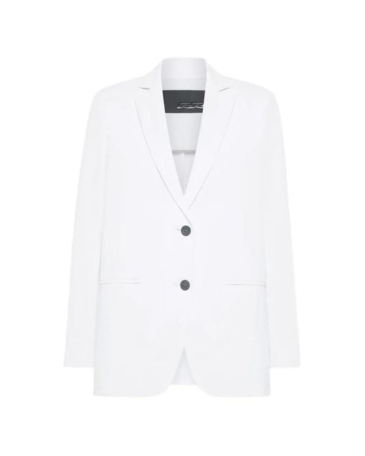 Rrd White Single-Breasted Notched-Lapels Blazer