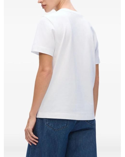 Karl Lagerfeld White Sequin-Signature Organic Cotton T-Shirt