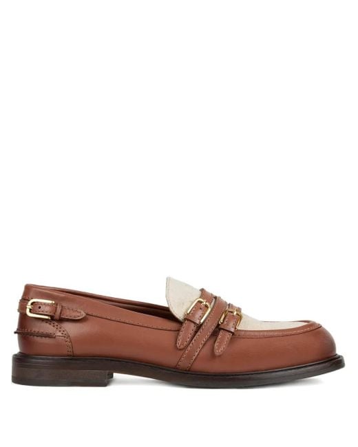 Sandro Brown Buckled Leather Loafers