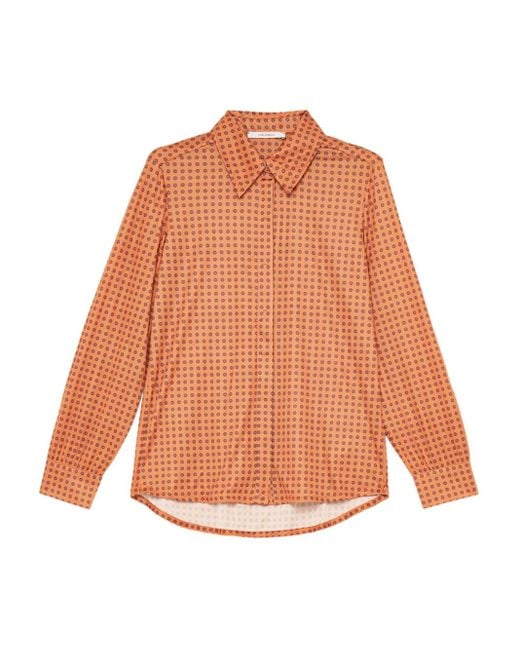 Maliparmi Orange Floral-Print Collared Shirt
