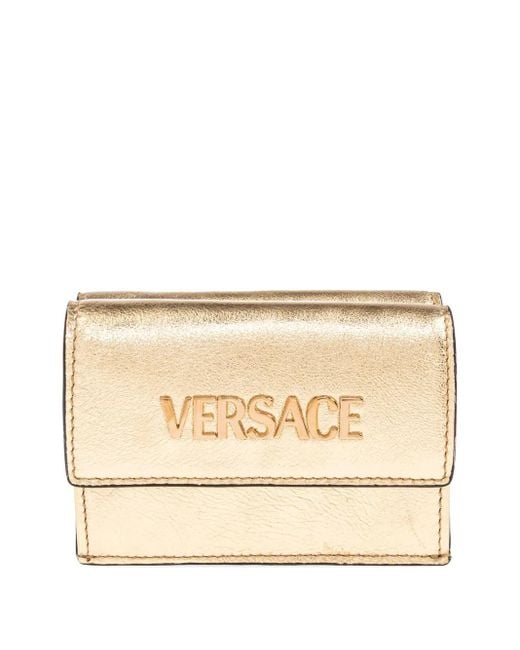 Versace Natural Logo-Plaque Leather Wallet