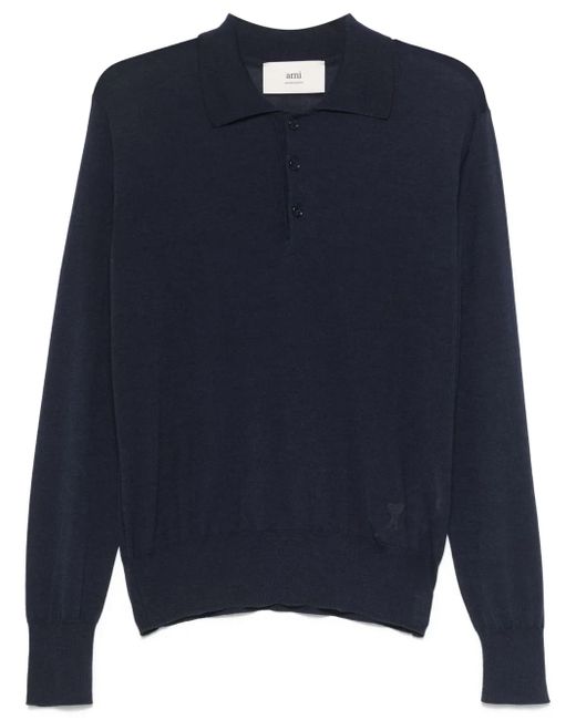 Ami Paris メンズ ブルー ファインニット ポロシャツの通販はau PAY